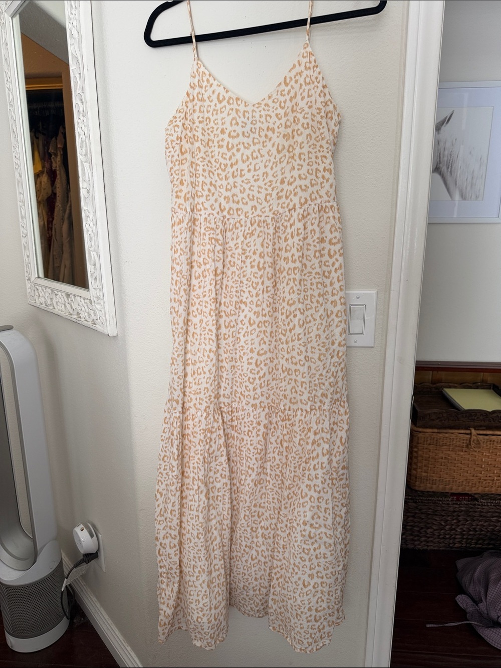 GAP Cream Maxi Dress with Tan Leopard Print